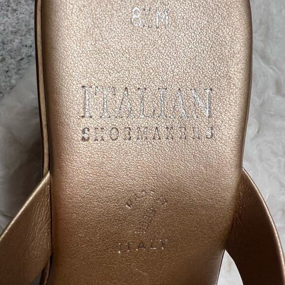 ITALIAN SHOEMAKERS 3” Gold Crystal Dress Leather Kitten Heels Wedge Sandals 8.5 - Picture 8 of 11